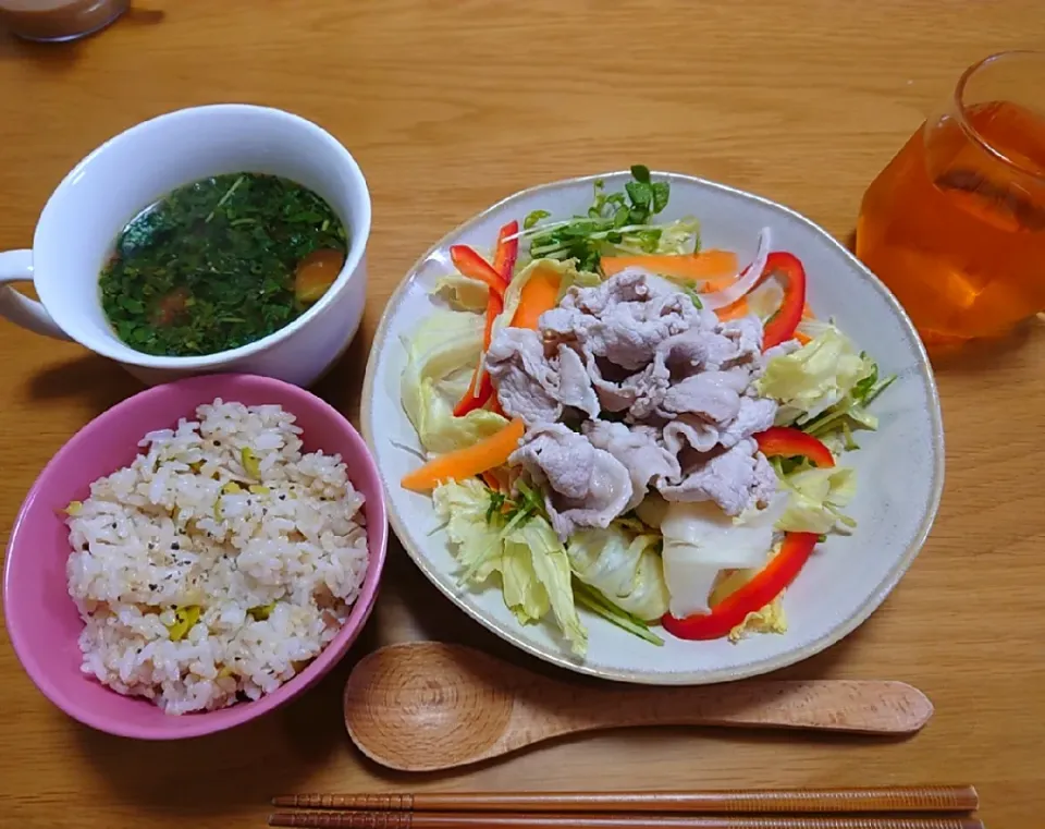 糀甘酒で胡麻ダレ冷しゃぶサラダ|ごはんきろくさん