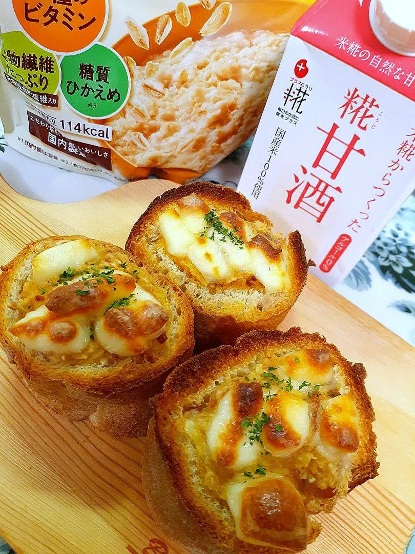 🔷🥖バゲットdeオートミールグラパン🧀🐣🔷|@きなこさん