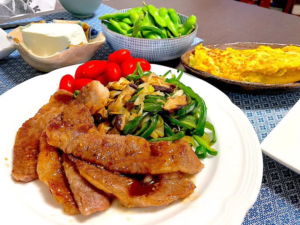 カルビ焼きと野菜炒め|ゆっちこさん