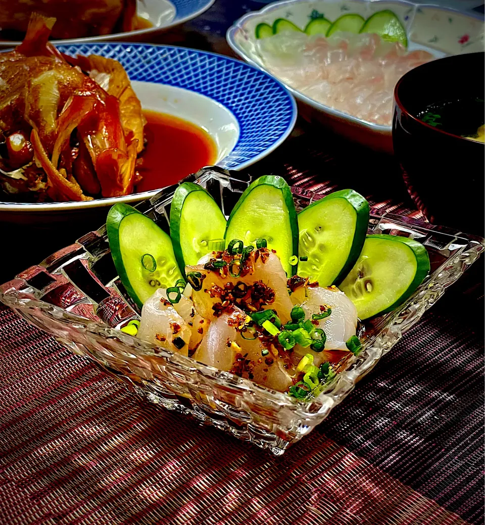 Snapdishの料理写真:『アコウの花山椒ごま油ぽん酢和え』✨✨✨四川風のおつまみカルパッチョだよ❣️😄|イチロッタさん