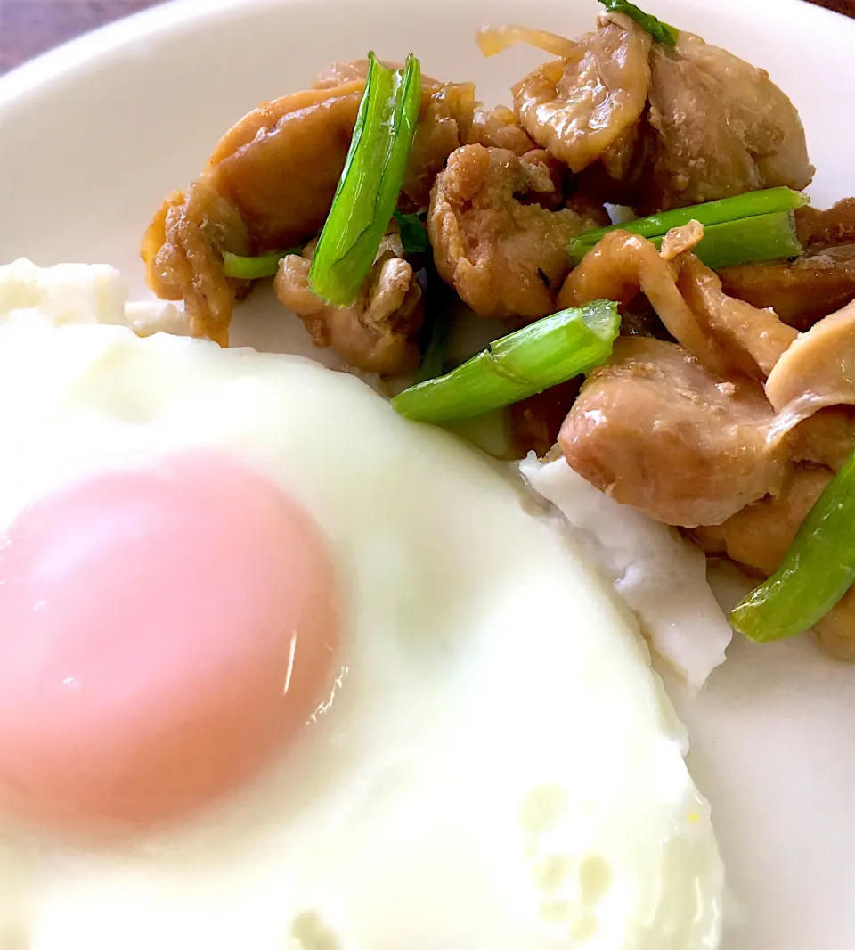 鶏肉と目玉焼き野菜炒め|パパ手料理さん