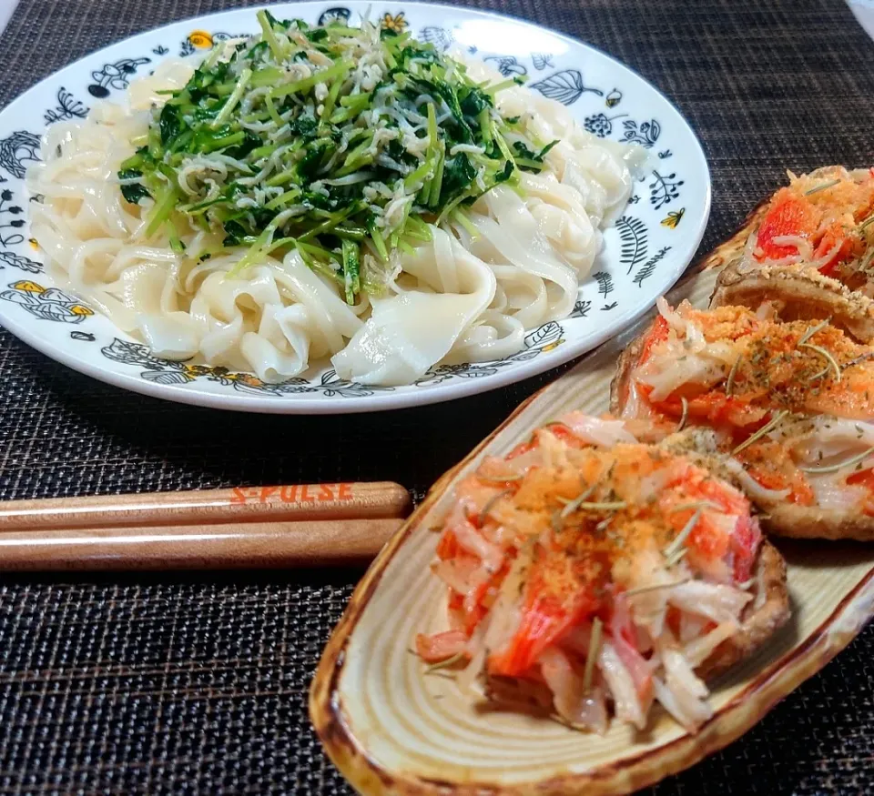 稲庭うどん
椎茸カニカマ詰めみそ焼き|マギーさん