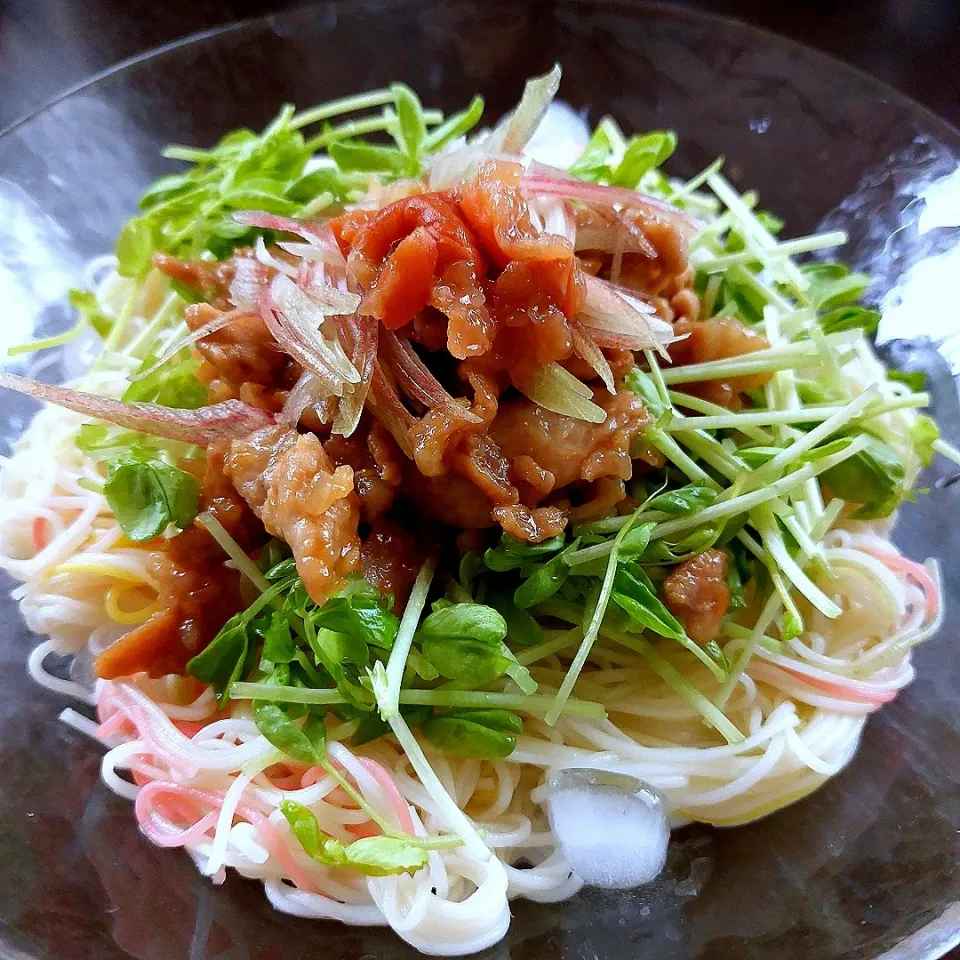 肉味噌梅そうめん|きつねさん