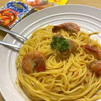 Snapdishの料理写真:海老レモンパスタ|カルディもぐもぐさん