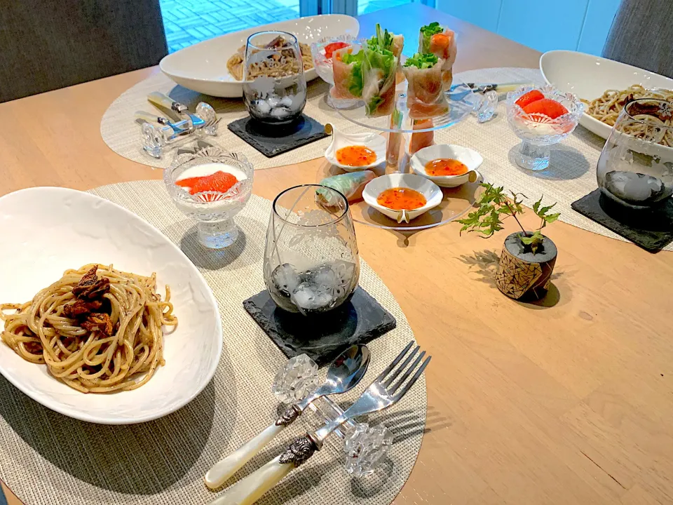 Snapdishの料理写真:パスタ、生春巻き|Mさん