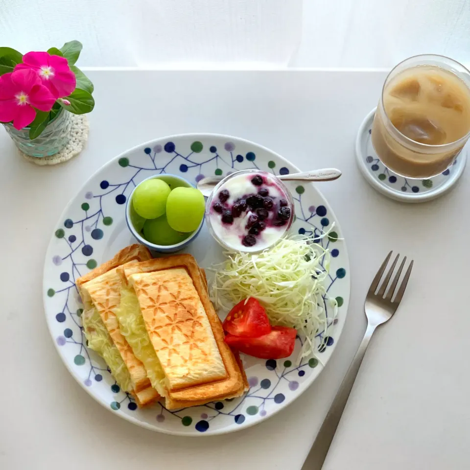 ホットサンド朝ごパン♡|わことひろさん