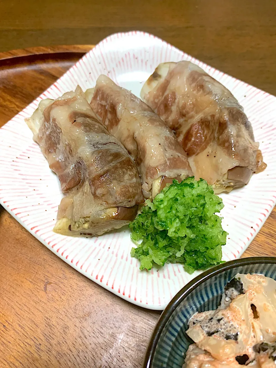 茄子の肉巻きレンジ蒸し|satoeさん