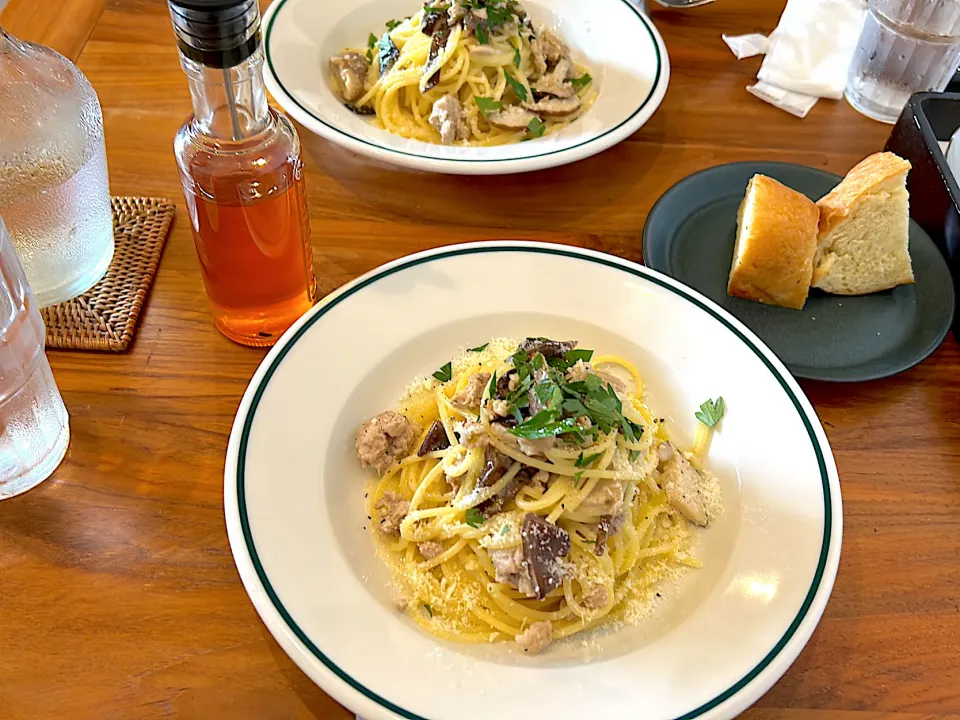 kaikoma kitchen のパスタランチ　富士桜ポークのクリームパスタ|hiroeさん