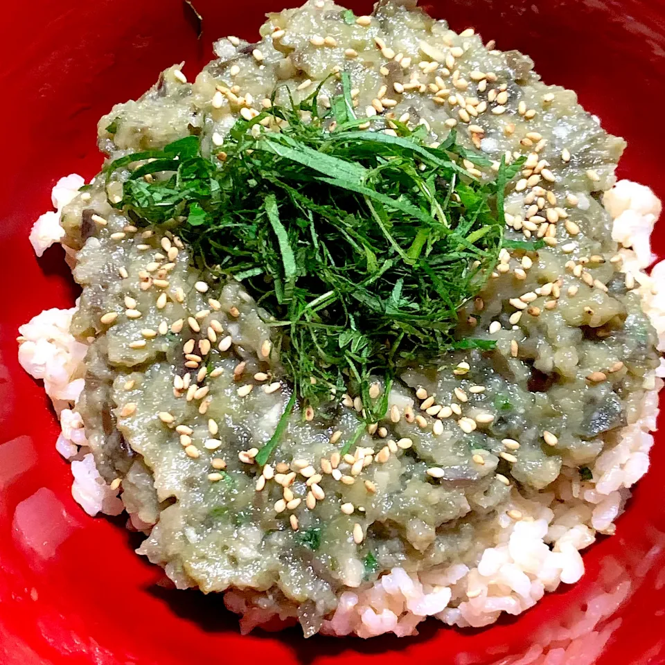 茄子のなめろう丼^_^|きよっさんさん