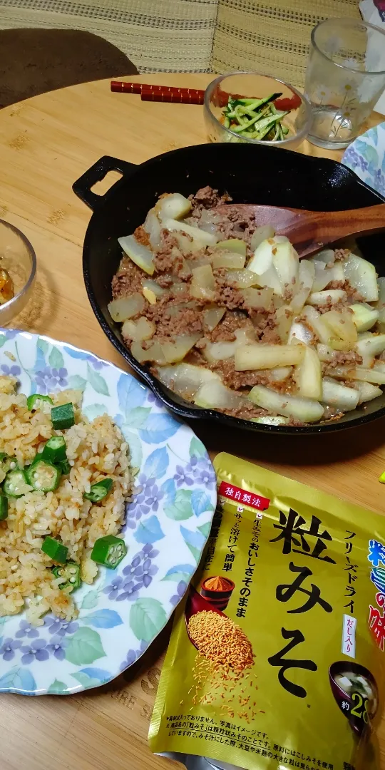 ・冬瓜と挽き肉の味噌バター炒め
・味噌オクラチャーハン|みるめいさん