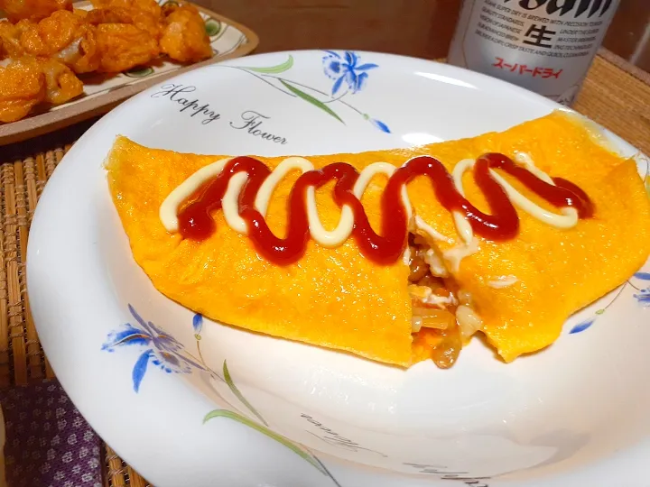 Snapdishの料理写真:納豆キムチチーズオムレツ🥚|びせんさん