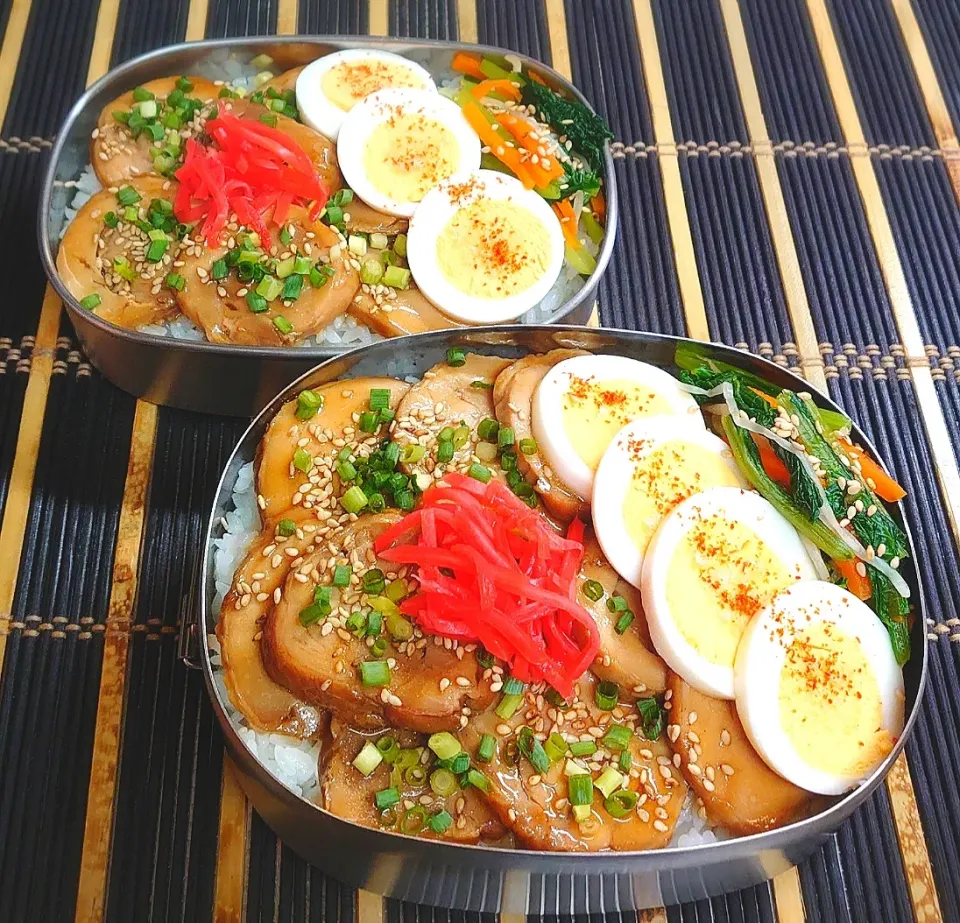 母とムスコのラブラブおソロ♪照り照り鶏チャーシュー弁当|からあげビールさん