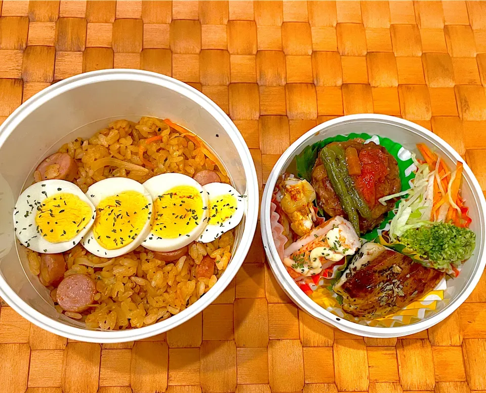 中学生息子のお弁当🍱 ハンバーグとケチャップライス弁当🍱|Snow10さん