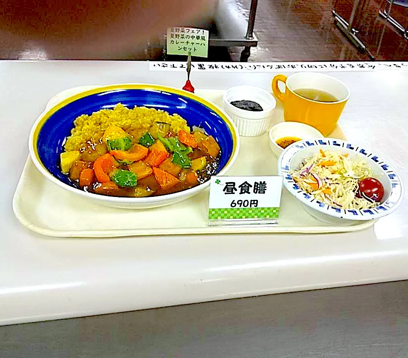 Snapdishの料理写真:札幌市交通局本局食堂　夏野菜フェア最終日　夏野菜の中華風カレー炒飯セット|nyama1さん