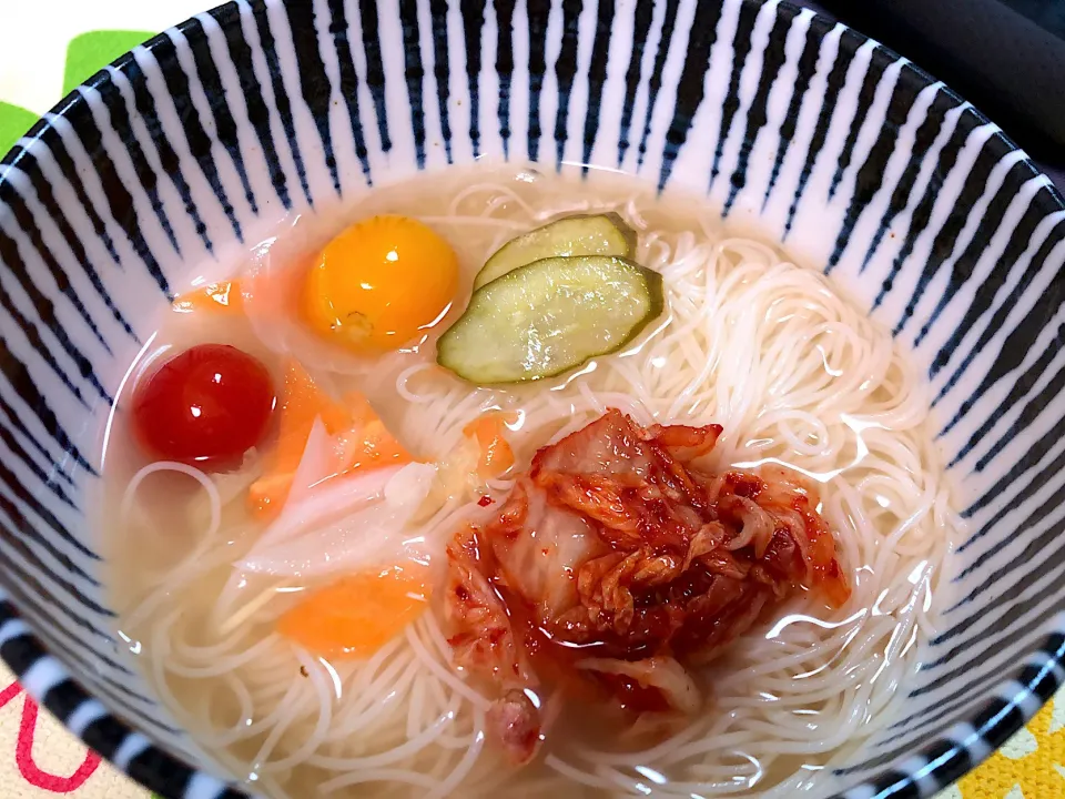 水キムチ冷麺風そうめん|はっぱさん