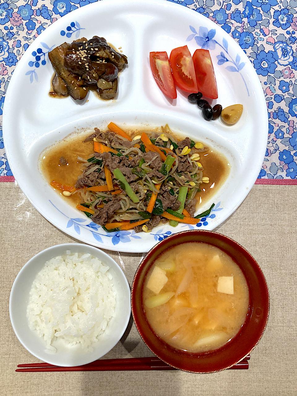 プルコギと茄子の煮浸し