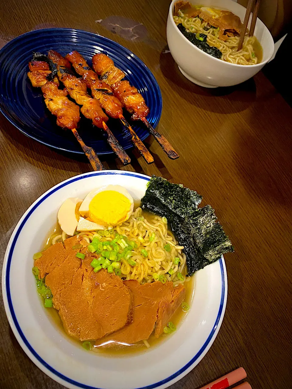 Snapdishの料理写真:魚介出汁ラーメン　焼豚　煮卵　焼き鳥|ch＊K*∀o(^^*)♪さん