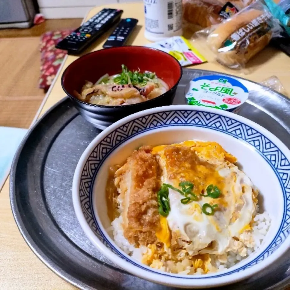 かつ丼とミニげそ天うどんのセット。|ariyo4200さん