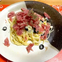 生ハムとチーズのパスタ|ゆずはさん