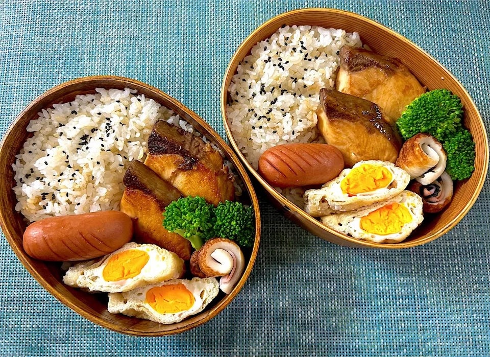 ブリの照り焼き弁当　巾着卵　ちくわハム海苔巻|ジャイママさん