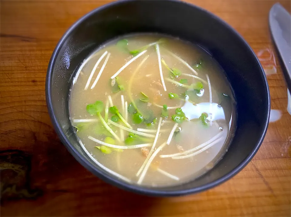 納豆とカイワレの味噌汁|名状しがたいゴミムシのようなものさん