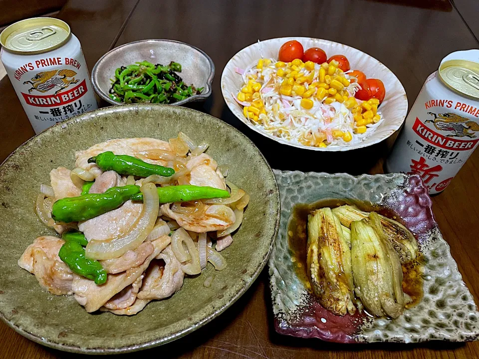 Snapdishの料理写真:2023.9.8 豚の生姜焼き🍻🍻🍻|ゆみずさん