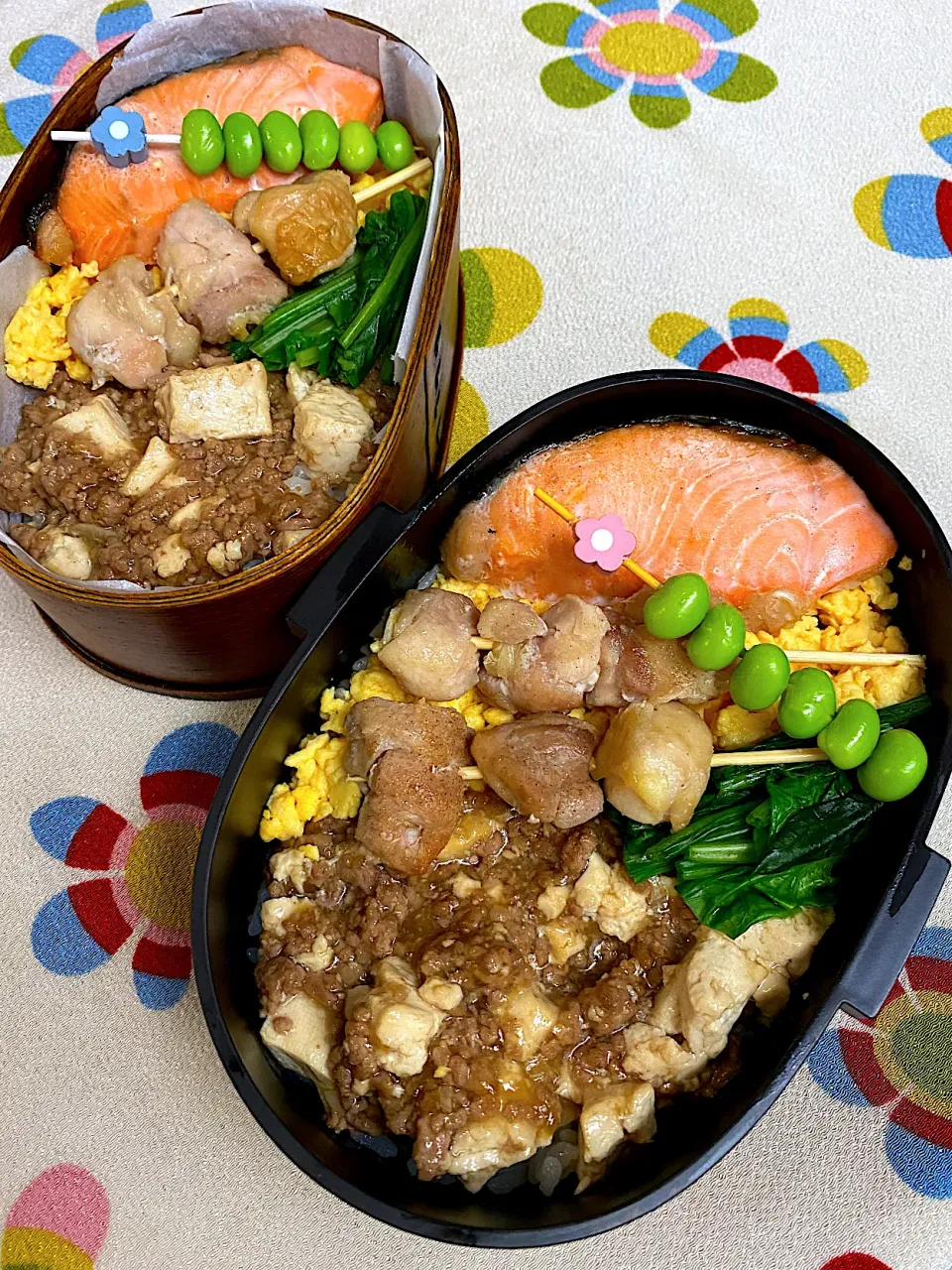 Snapdishの料理写真:ひき肉のあんかけ弁当|Chiharϋnさん