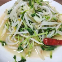 Snapdishの料理写真:もやしと豆苗のにんにく炒め|シンさん