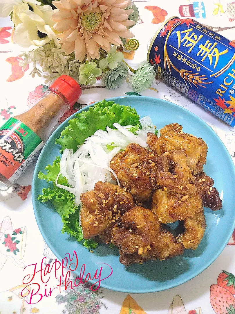 からあげビールさんの料理 【おうち居酒屋ごはん】香ばし醤油のケイジャンナッツスパイスチキンde Happybirthday!!! ｡ ·͜· ｡|fumi ◡̈⋆さん