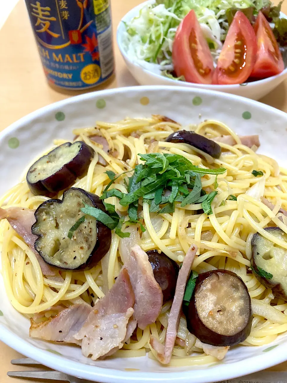 単身赴任中の男飯(茄子とベーコンの和風パスタ)|おおもりの星さん