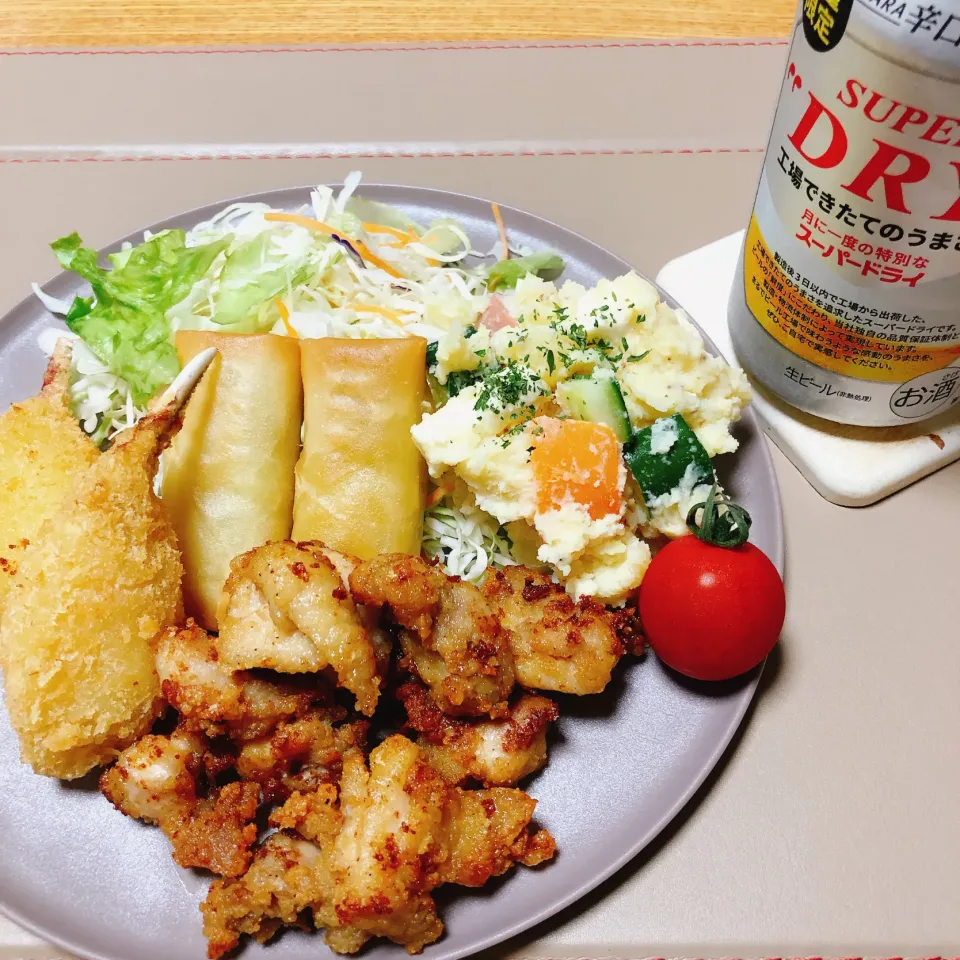 朝晩少し涼しくなったので揚げ物しました！       付け合わせはポテトサラダ|naoさん