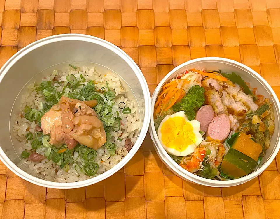 中学生息子のお弁当🍱 トンカツと塩焼き鳥丼弁当🍱|Snow10さん