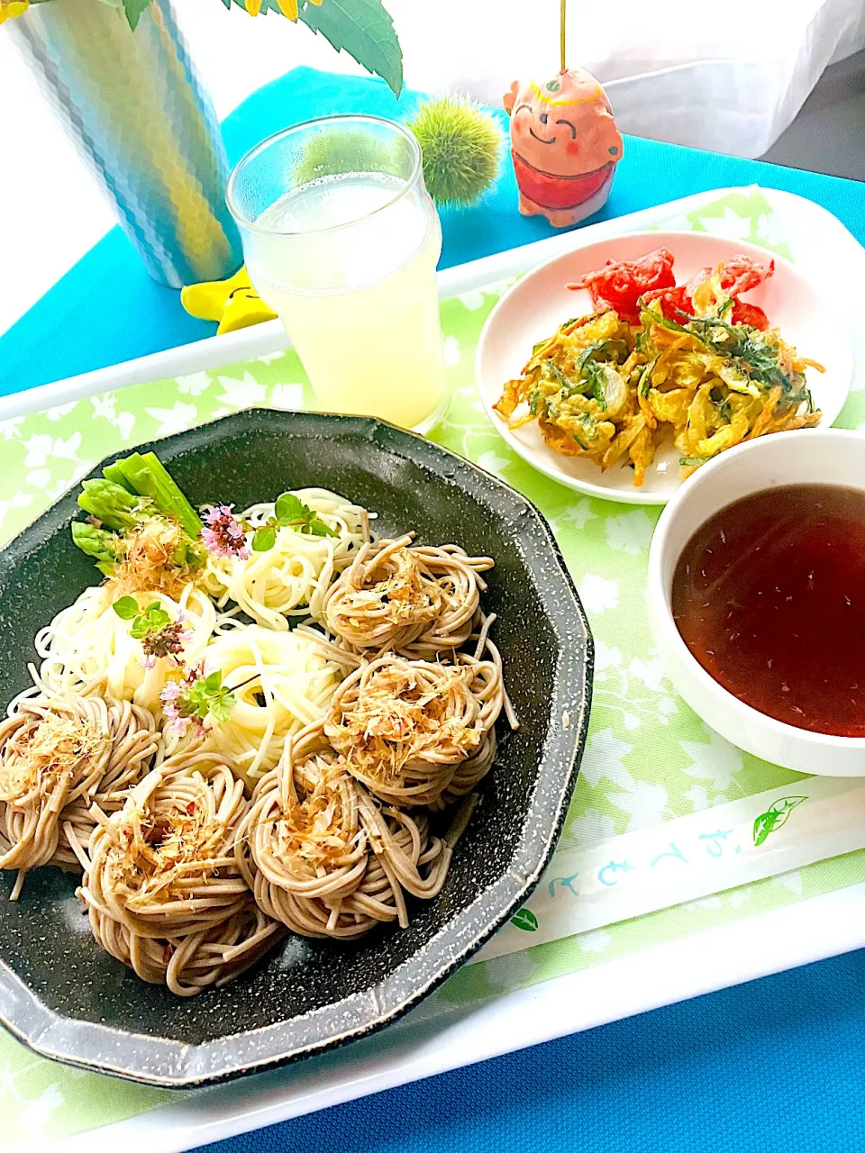 Snapdishの料理写真:かき揚げソーメン・蕎麦の朝ごはん^ ^|HAMI69さん