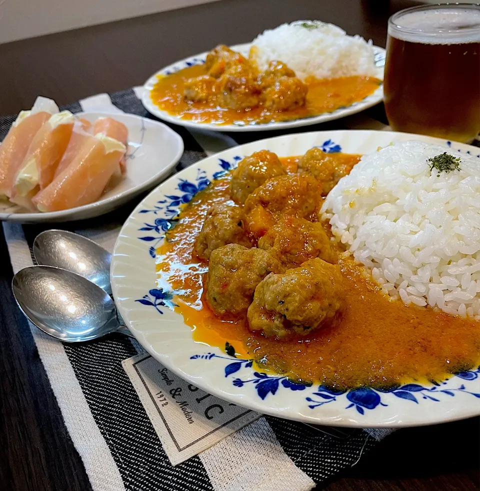 Snapdishの料理写真:生ハムと梨とクリームチーズの前菜とAlbóndigas|うららさん