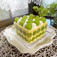 シャインマスカットのホワイトチョコスクエアケーキ