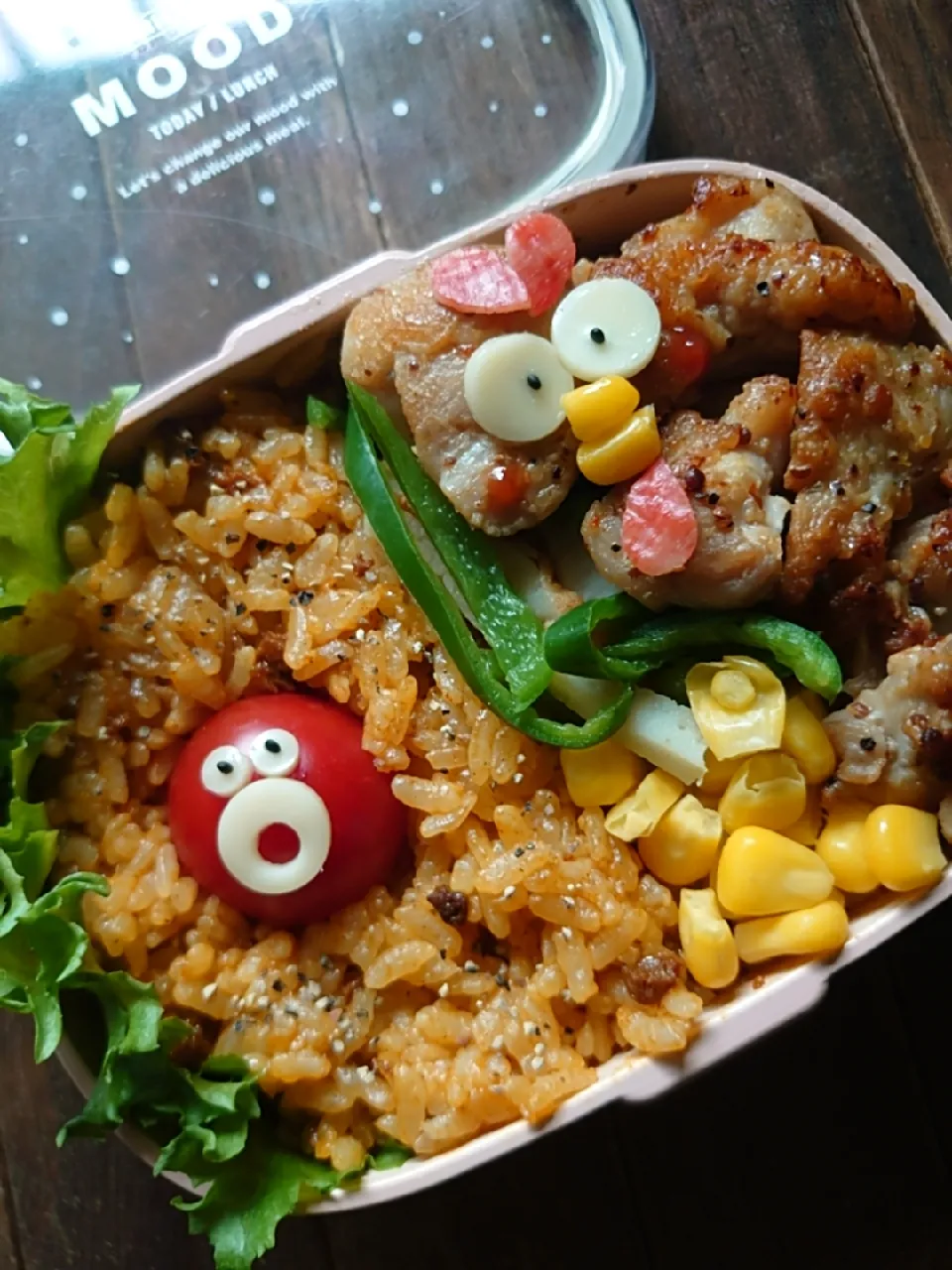 漢の…次女用🍱チキンステーキ乗せドライカレー弁当|ᵏᵒᵘさん