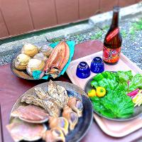 海の幸と🦪日本酒🍶とお庭の野菜達🥬