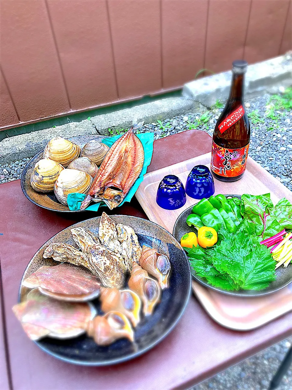 海の幸と🦪日本酒🍶とお庭の野菜達🥬|hamakoさん