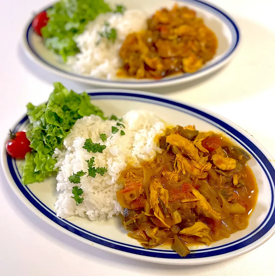 Snapdishの料理写真:鶏ささみと茄子のスパイスカレー|Nagashima  Yukoさん