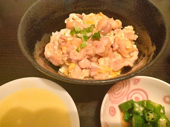 親子丼
カボチャのポタージュ
オクラの和え物|奥海さん