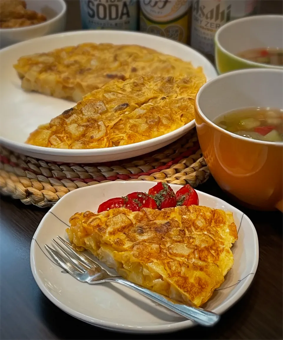 tortilla(スペインオムレツ🇪🇸)とレンズ豆の野菜スープ|うららさん