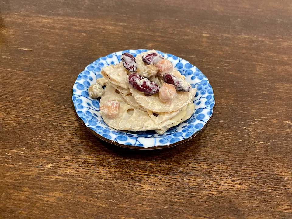 蓮根とミックスビーンズのマヨポンサラダ|みよさん