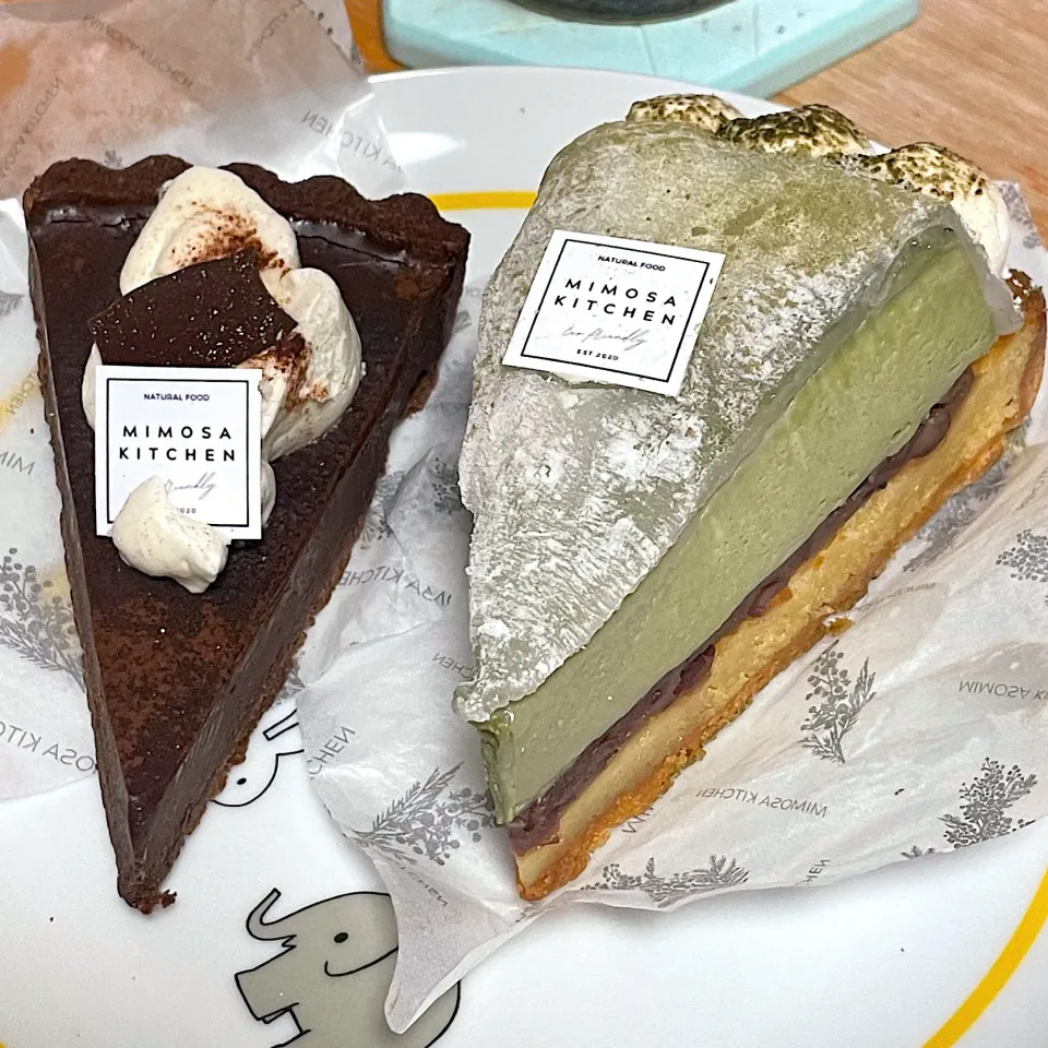 生チョコタルト🍫　無農薬抹茶と有機小倉餡の大福タルト🥧🍵|るみおんさん