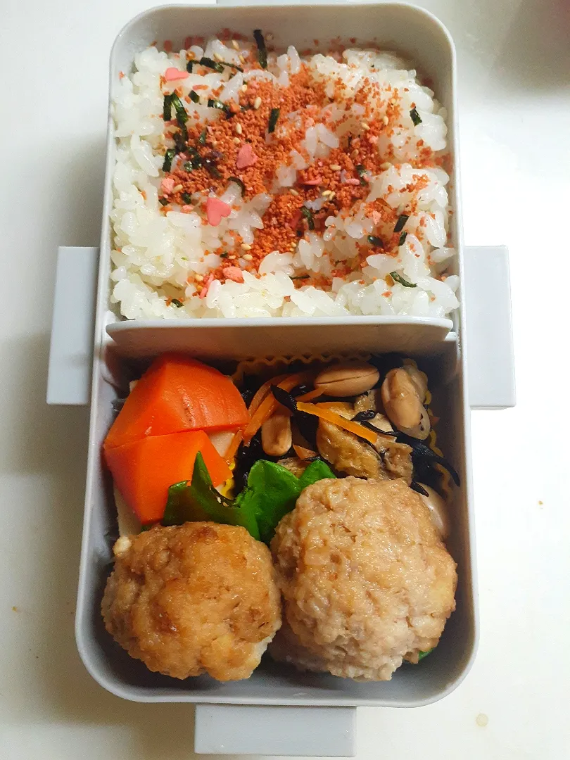 ☆中学生弁当☆玄米入り振りかけごはん、ひじき煮物、高野豆腐、和風ミートボール|ｼｮｺﾗさん