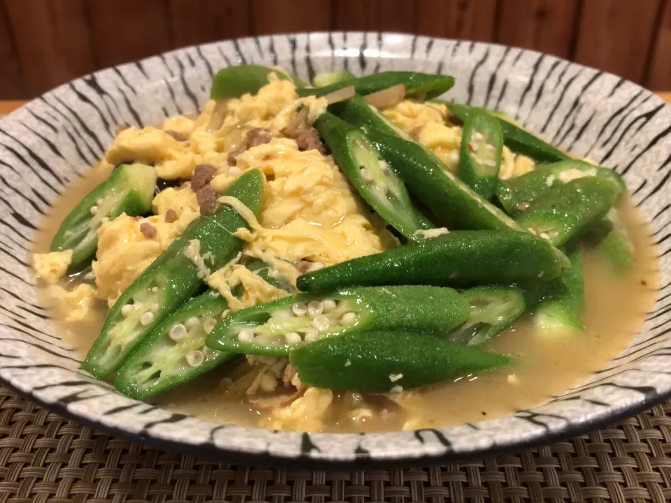 今日の賄いは宮崎産無農薬オクラと玉子のあんかけ焼きそば(^^)|bontaさん