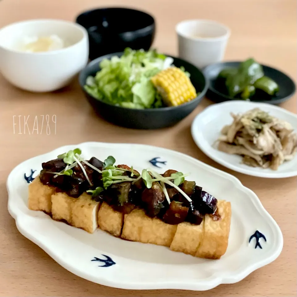 栃倉 直人さんの料理 甘辛夏野菜味噌　厚揚げにたっぷり乗せて|FIKA789さん