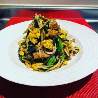 大豆のお肉でニラもやし炒め