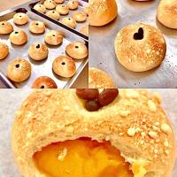 明日のオヤツは柿あんぱん・・