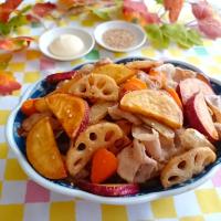 揚げ根菜と豚肉のスタミナ和え