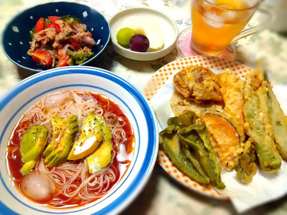 アボカドトマトジュースそうめん|うたかた。さん